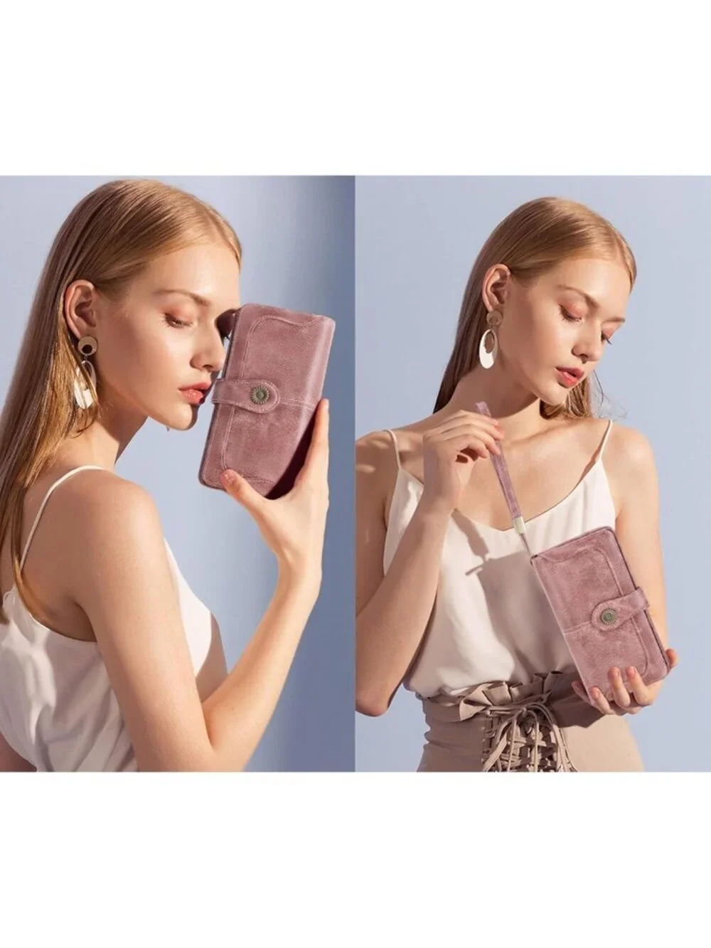 Stylish Trifold Wristlet Wallet for Women - Large Capacity, RFID Blocking